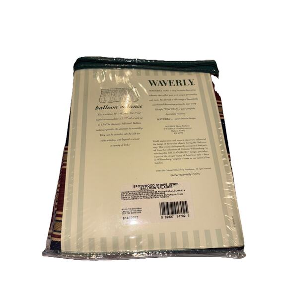 NEW WAVERLY WILLIAMSBURG SPOTSWOOD STRIPE PORCELAIN BALLOON VALANCE 79 W X 14 L - Picture 2 of 2